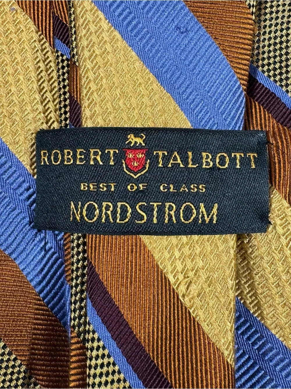 Robert Talbott 100% Silk Made In USA Brown Blue Necktie Best Of Class